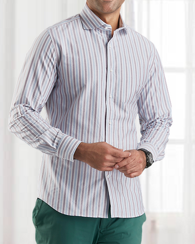 Chemise Oxford classique bleu bordeaux sur blanc