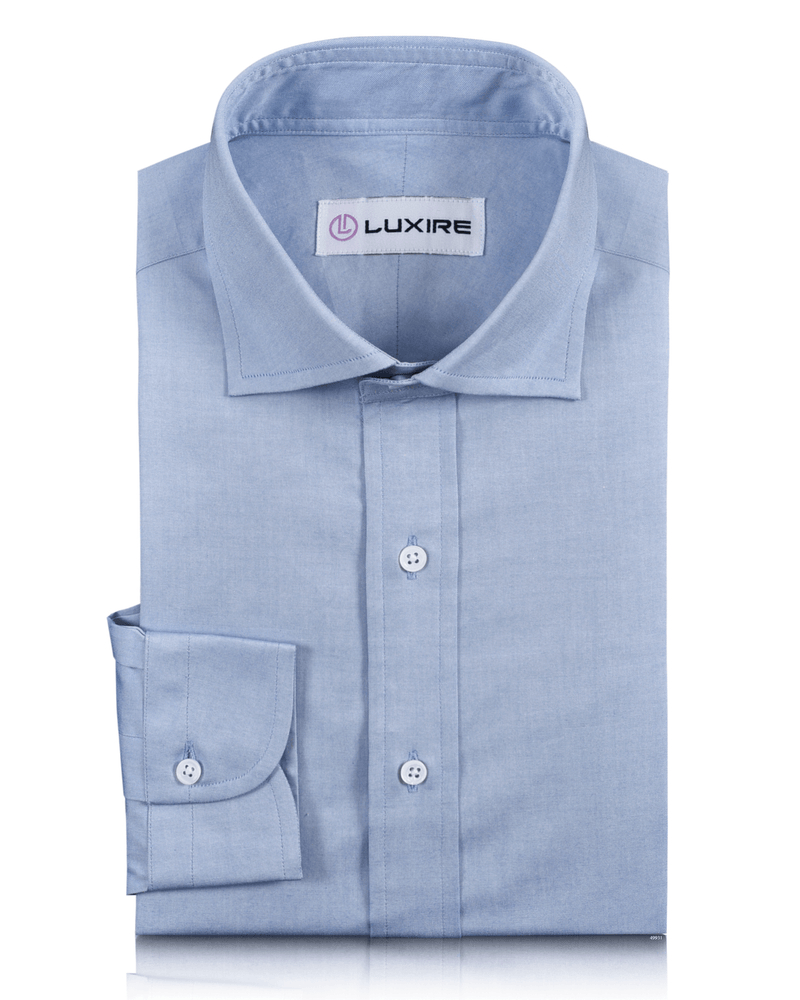 Chemise Oxford EZS bleu ciel à pois