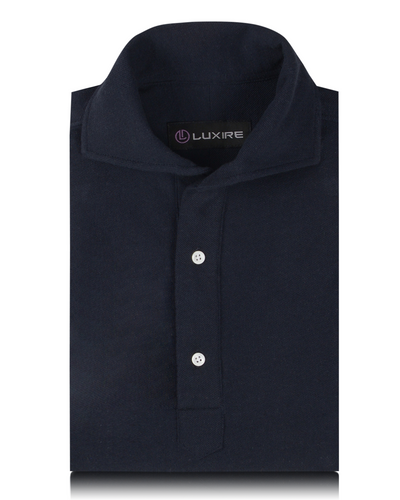 Marineblaues Polo-T-Shirt aus Leinen-Baumwolle