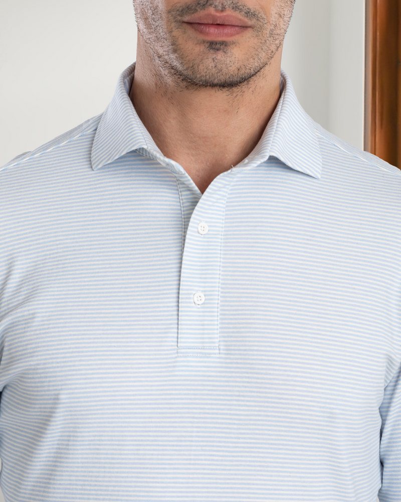 Light Blue White Candy Stripes Polo T-Shirt