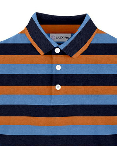 Marine-Orangen-Blau-Streifen-T-Shirt