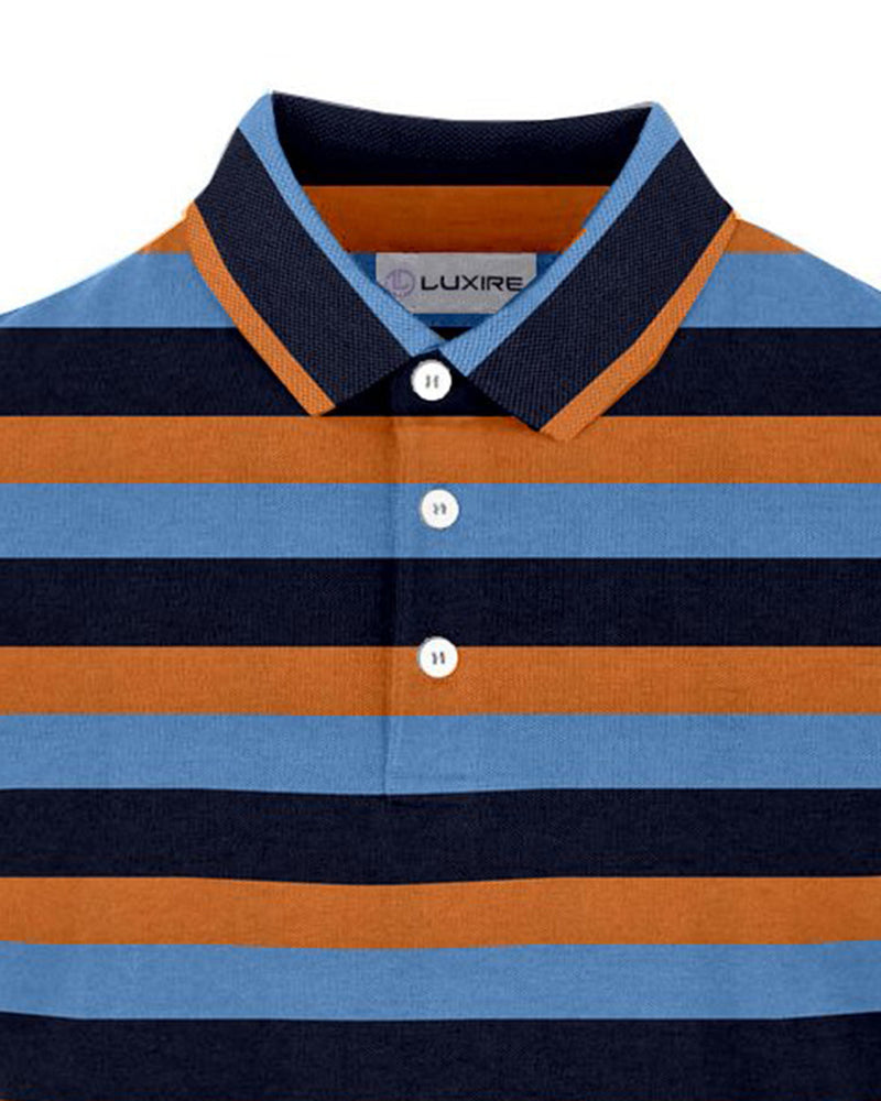 Marine-Orangen-Blau-Streifen-T-Shirt