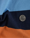 Marine-Orangen-Blau-Streifen-T-Shirt