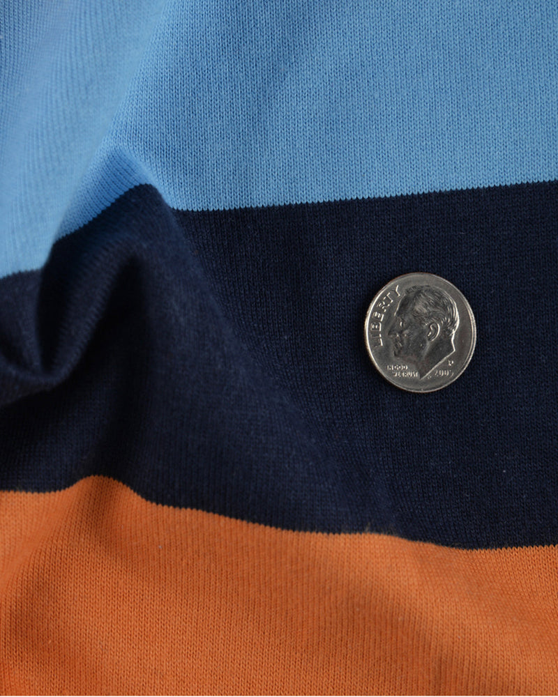 Marine-Orangen-Blau-Streifen-T-Shirt