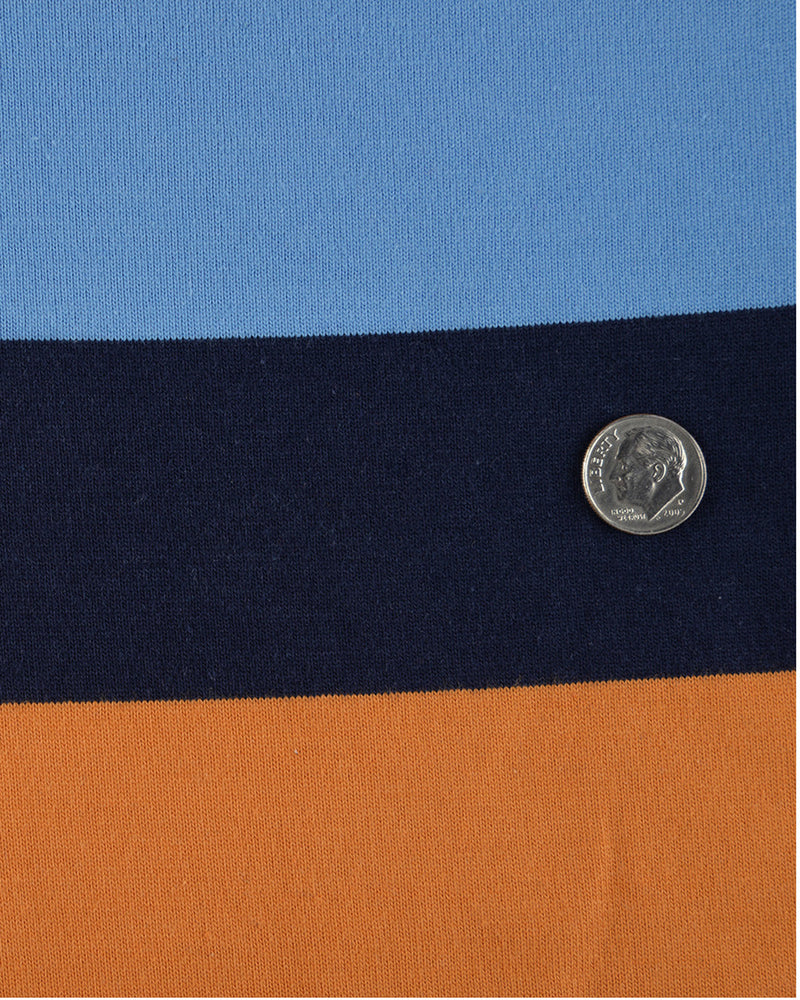 Marine-Orangen-Blau-Streifen-T-Shirt