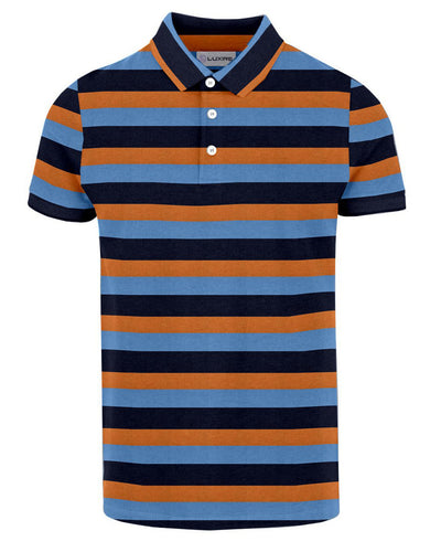 Marine-Orangen-Blau-Streifen-T-Shirt