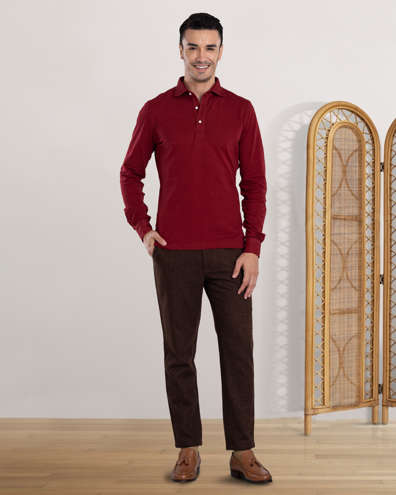 Kastanienbraunes Polo-T-Shirt
