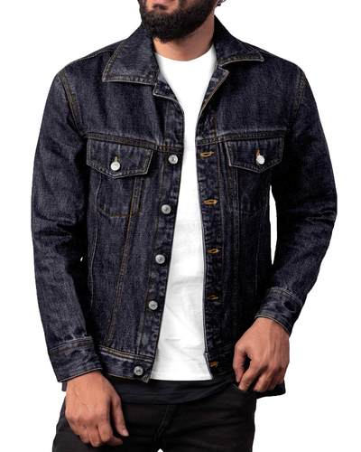 Jeansjacke aus Raw Denim: Dunkelblau