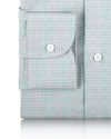 Chemise blanche à carreaux vert d'eau en lin