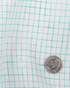 Chemise blanche à carreaux vert d'eau en lin