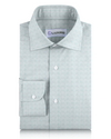 Chemise blanche à carreaux vert d'eau en lin