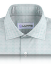 Chemise blanche à carreaux vert d'eau en lin