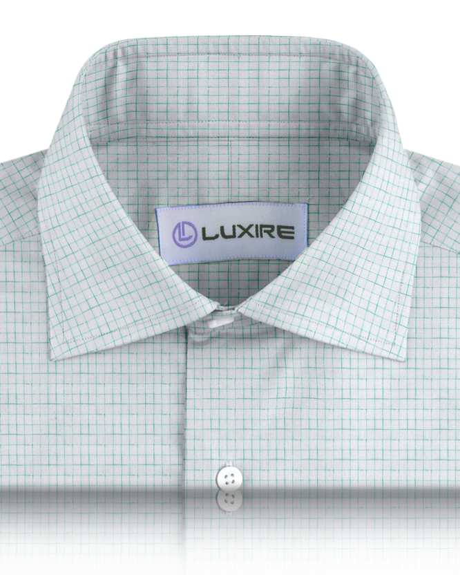 Chemise blanche à carreaux vert d'eau en lin