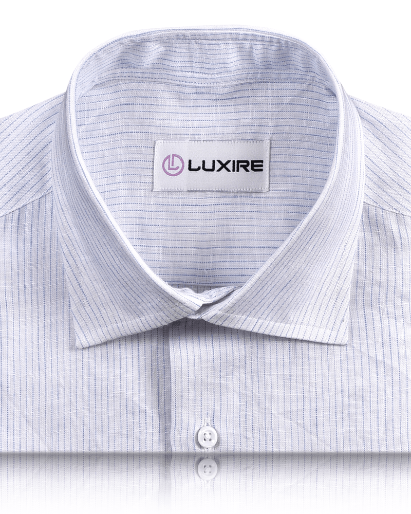 Chemise en lin à fines rayures bleues et blanches