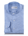 Chemise en lin à rayures bleues et blanches
