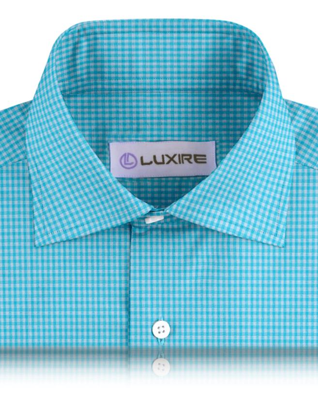 Chemise en lin à carreaux vichy bleu clair et blanc