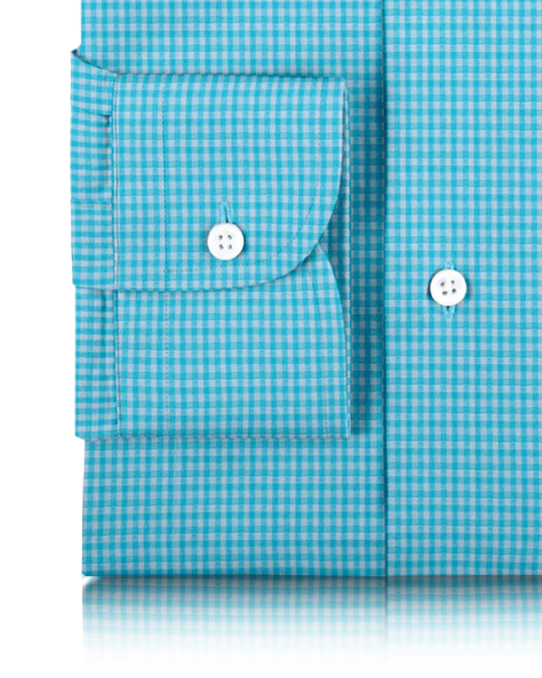 Chemise en lin à carreaux vichy bleu clair et blanc