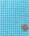 Chemise en lin à carreaux vichy bleu clair et blanc
