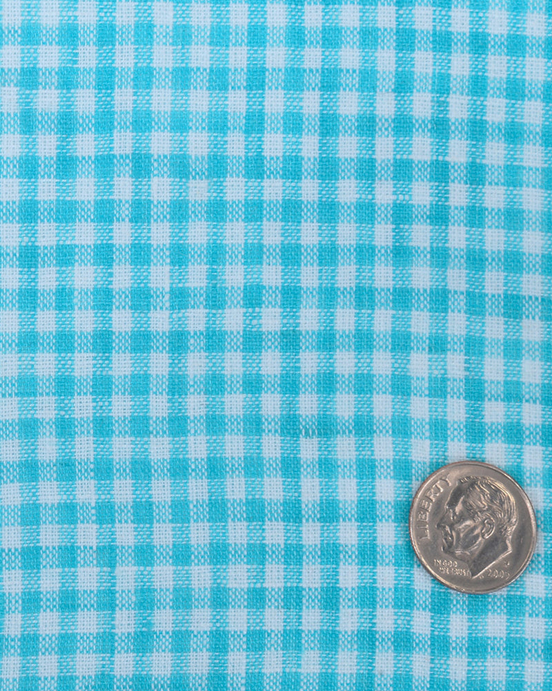 Chemise en lin à carreaux vichy bleu clair et blanc