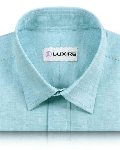 Chemise bleu menthe en lin et coton frais