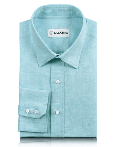 Chemise bleu menthe en lin et coton frais