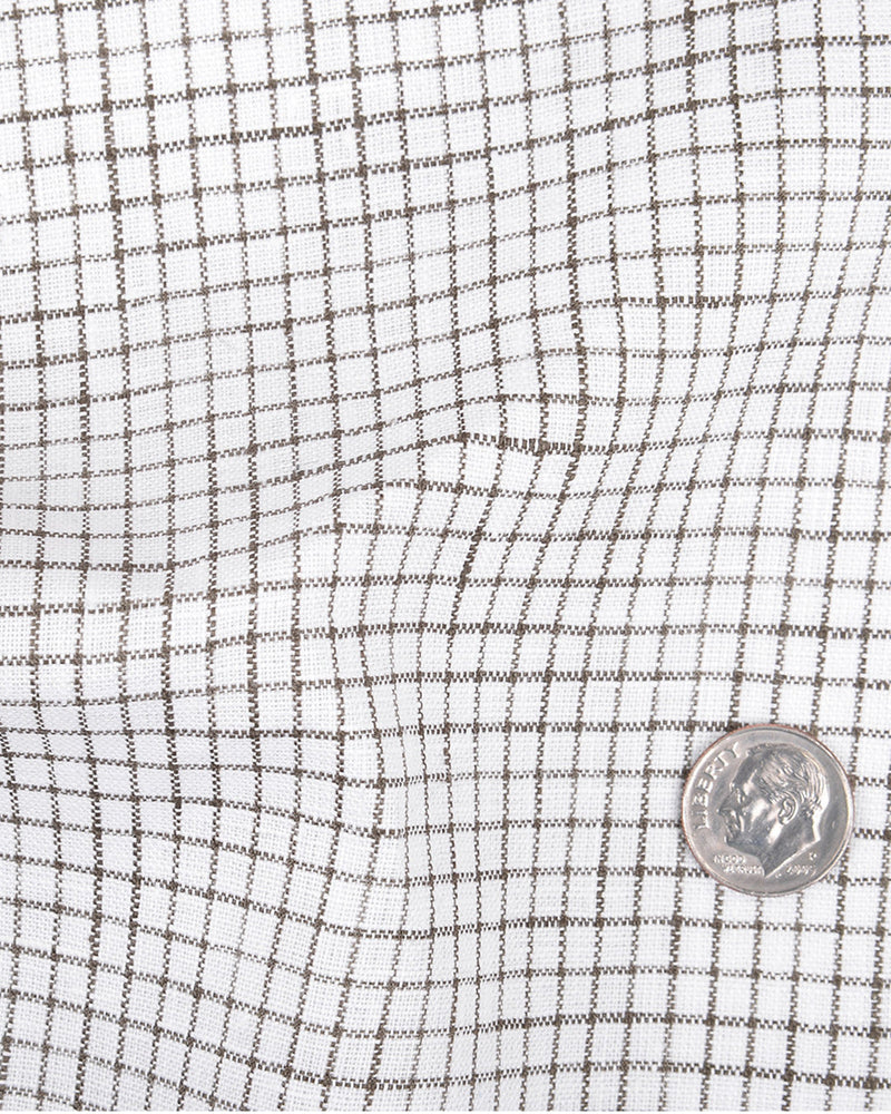 Linen: Olive Green Graph Checks On White