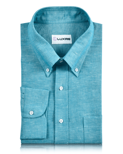 Coton et lin : Chemise en chambray bleu turquoise