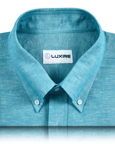 Coton et lin : Chemise en chambray bleu turquoise