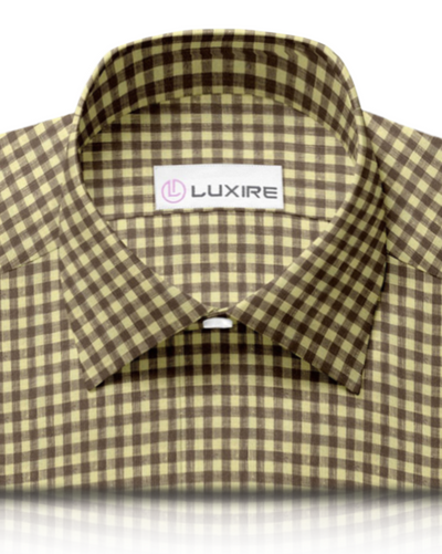 Leinen:Gelbbraunes Gingham-Karohemd
