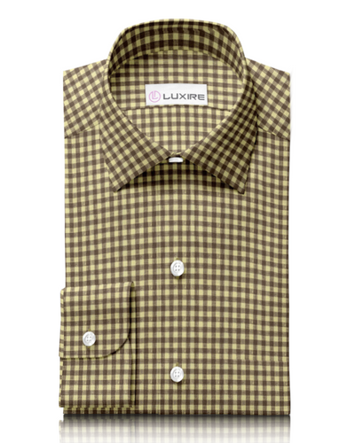 Leinen:Gelbbraunes Gingham-Karohemd