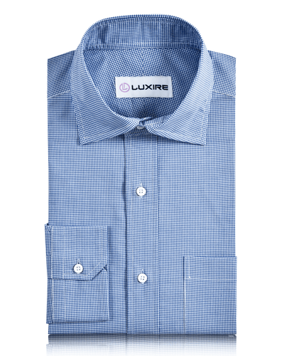 Blaues Hemd mit Mikro-Gingham-Karomuster