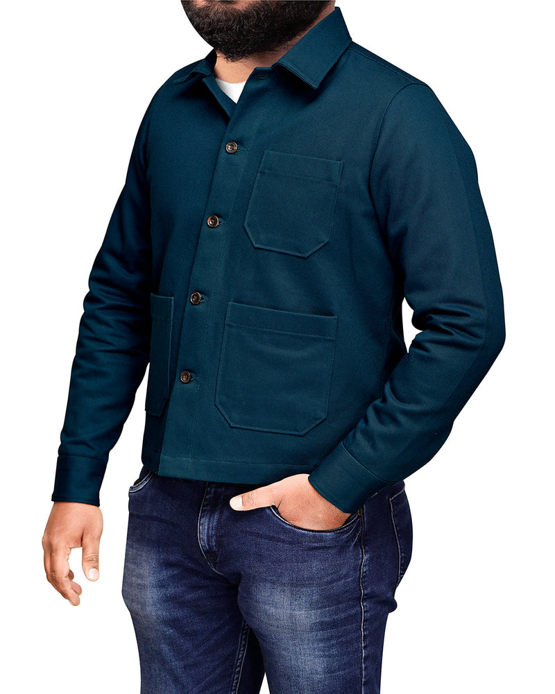 Dunkelgrüne Denim-Hemdjacke