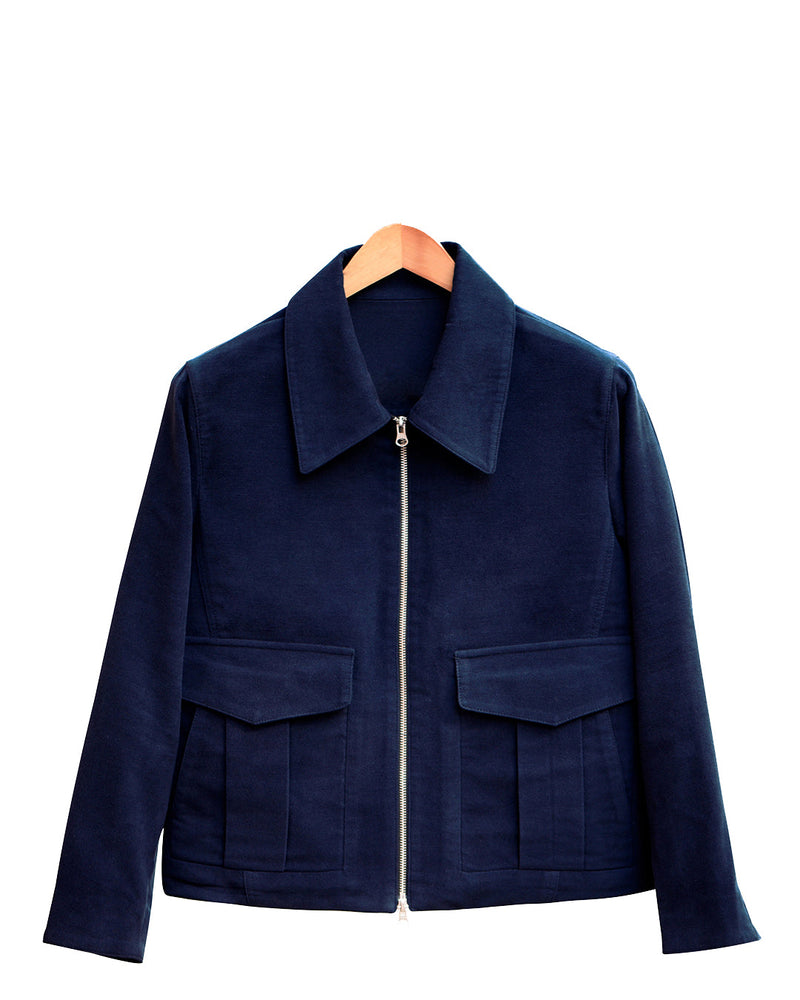 Zegna Dunkelblaue Cashco Moleskin-Hemdjacke