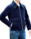 Zegna Dunkelblaue Cashco Moleskin-Hemdjacke