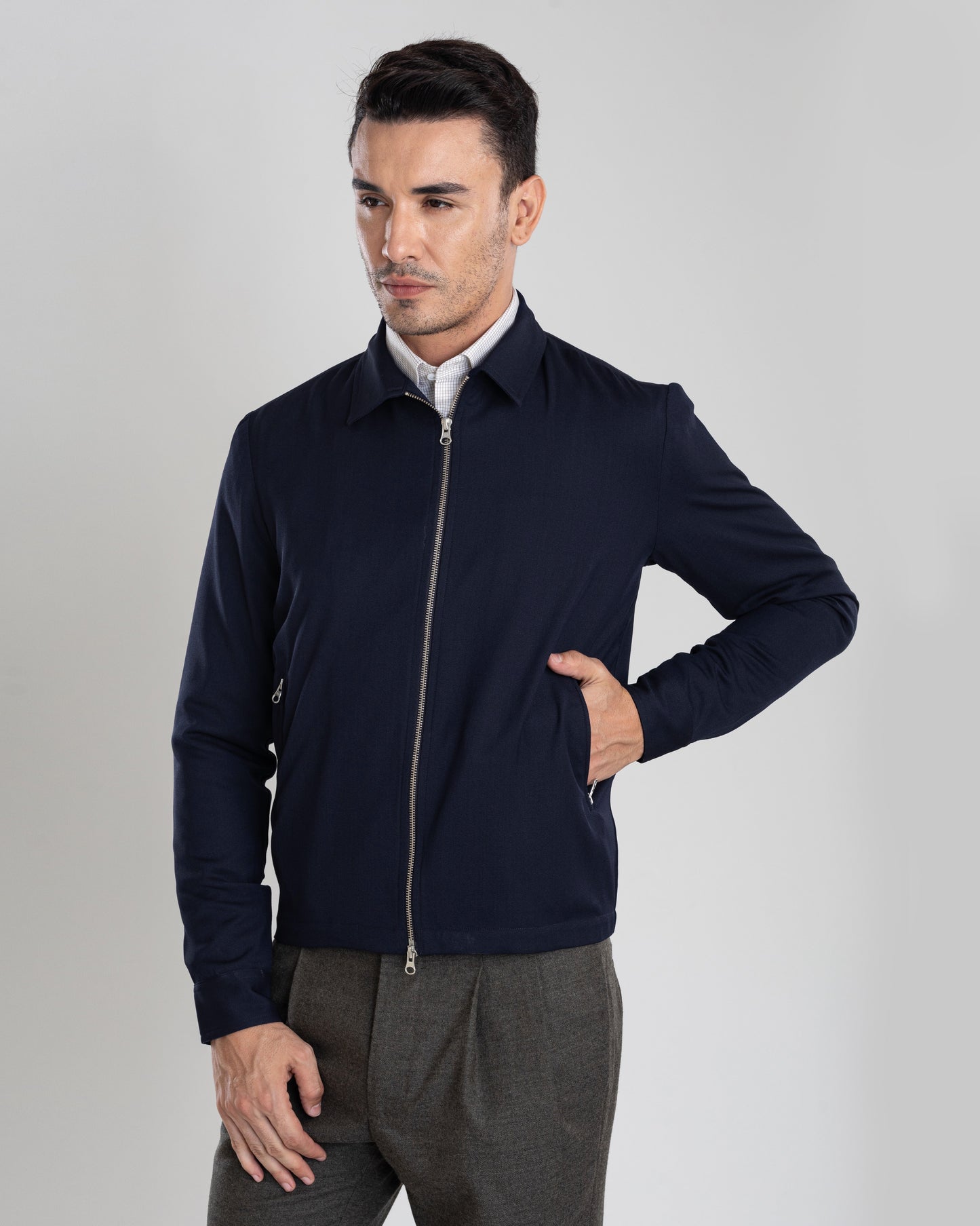 VBC: Marineblaue verdeckte Twill-Hemdjacke