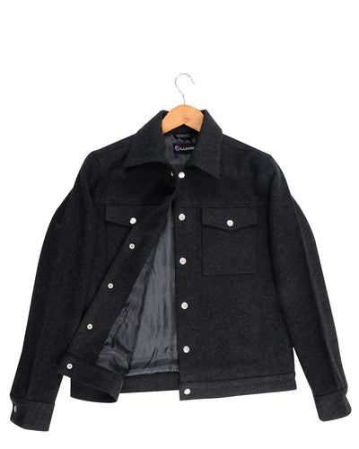 Luxire – Hemdjacke aus Wolle in Anthrazitgrau