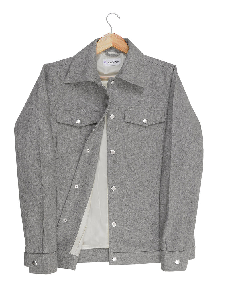 Hellgraue Wollhemdjacke von Luxire