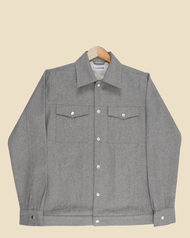 Hellgraue Wollhemdjacke von Luxire