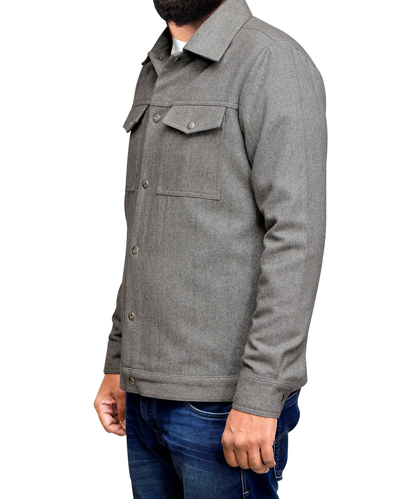Hellgraue Wollhemdjacke von Luxire