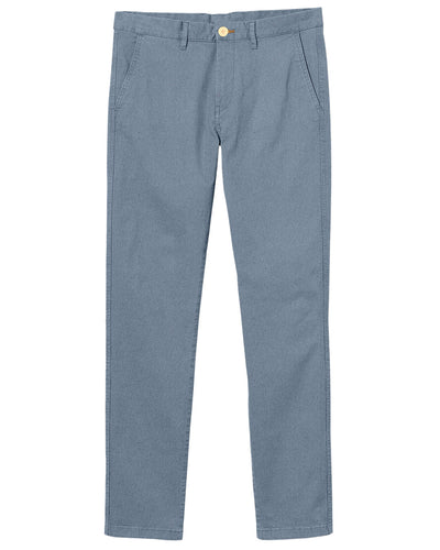 Coton : Chino en sergé bleu pigeon