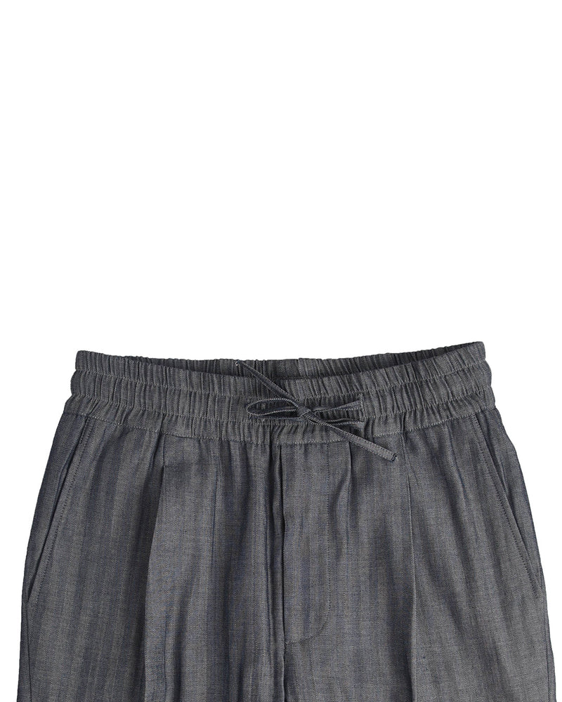 Marineblaue Denim-Herringbone-Hose mit Kordelzug