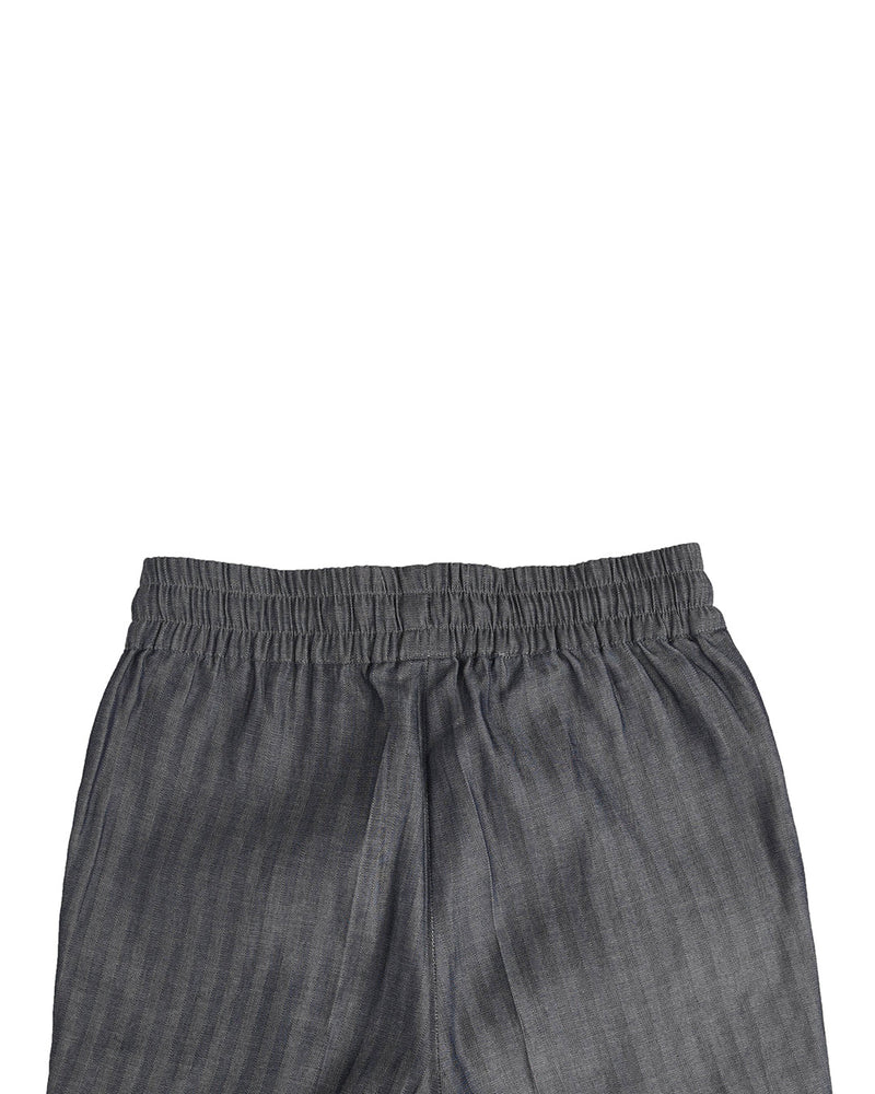 Marineblaue Denim-Herringbone-Hose mit Kordelzug