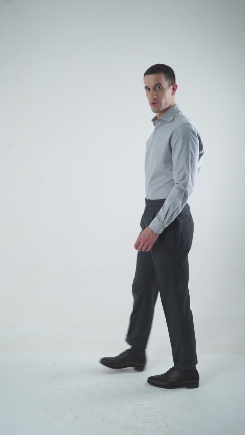 Grey Brushed Oxford Shirt