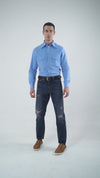 Blaues Fresco Madapolam Chambray Westernhemd