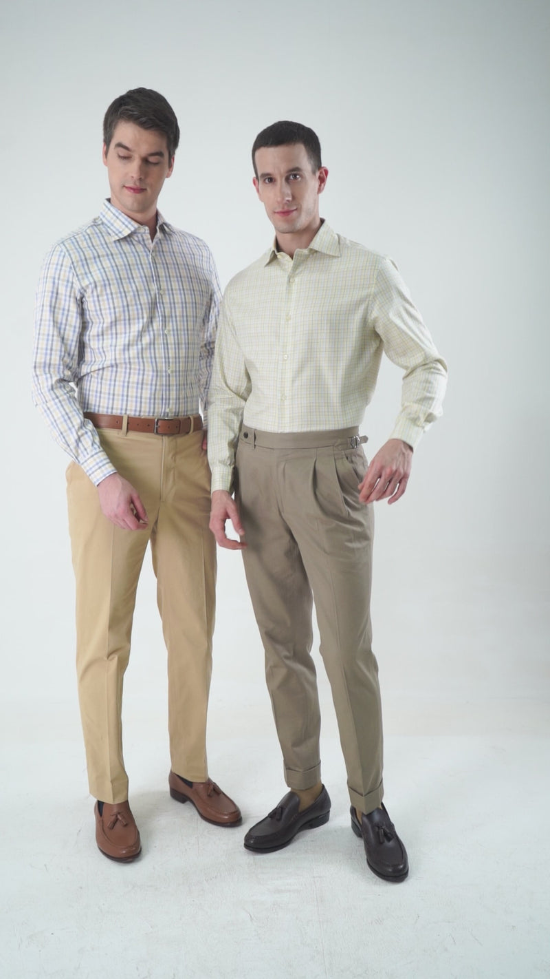 Plissierte Sondrio Drab Twill-Hose