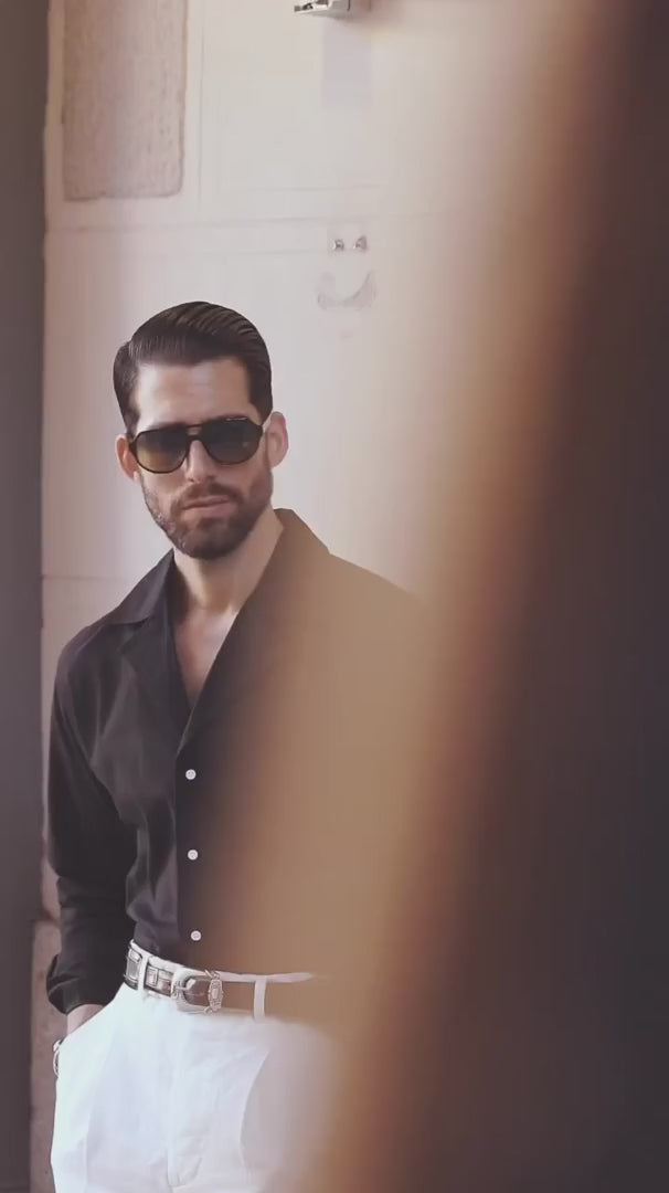 Black Linen Classic Shirt