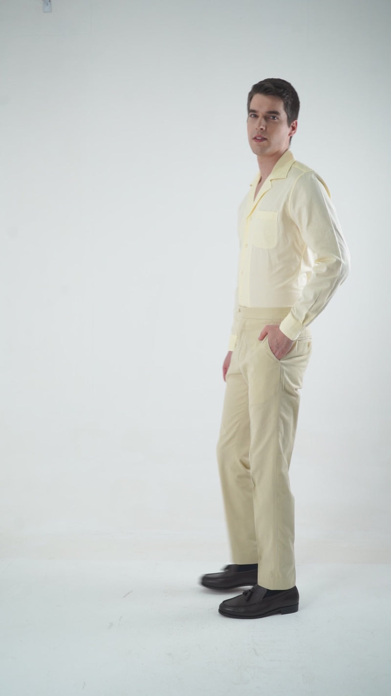 Pantalon habillé en coton kaki clair
