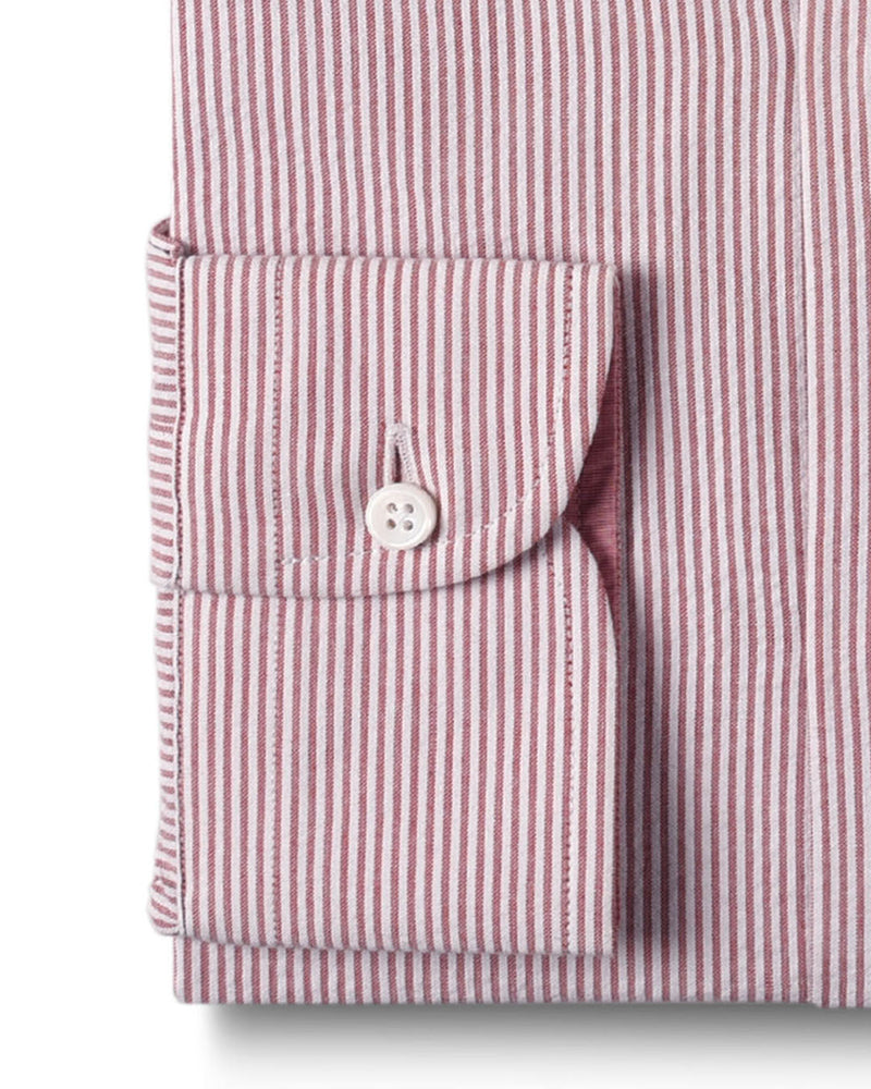 Kastanienbraunes Kleid Streifen Seersucker