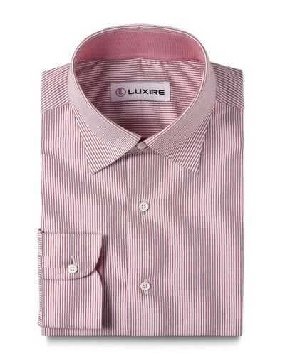 Kastanienbraunes Kleid Streifen Seersucker