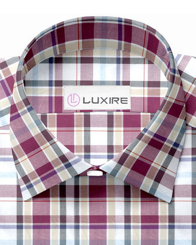 Carreaux Oxford bordeaux, blanc et écru faciles à repasser